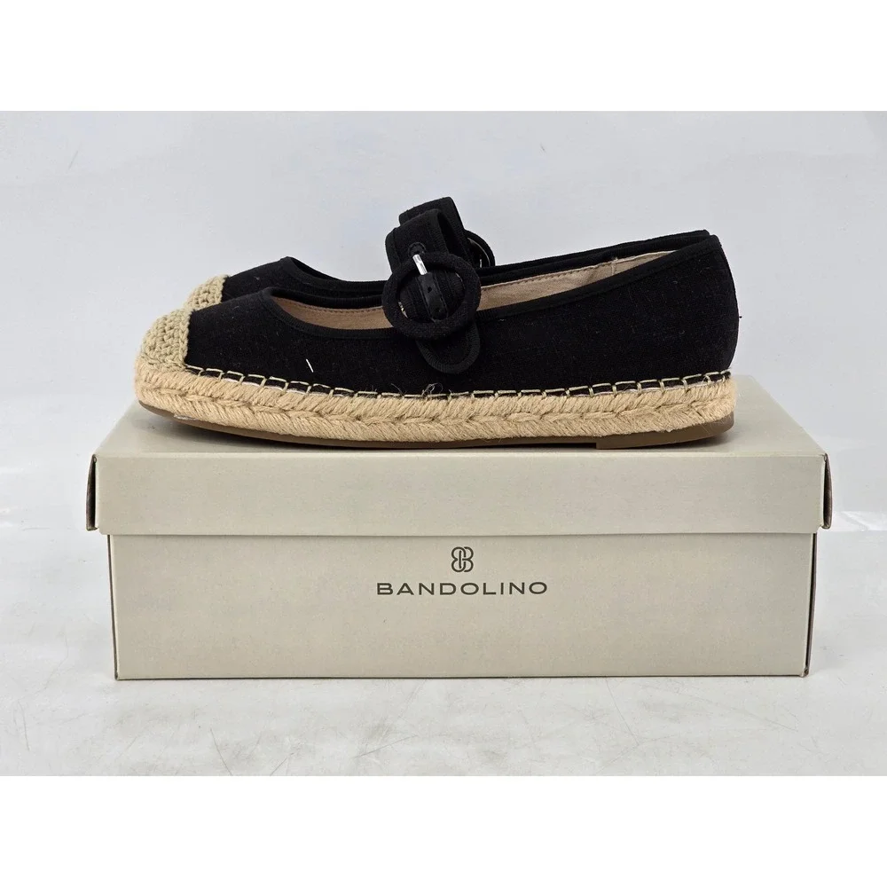 Bandolino Pannie2 Espadrille Flats Womens 8 Black Mary Jane Buckle - Excellent